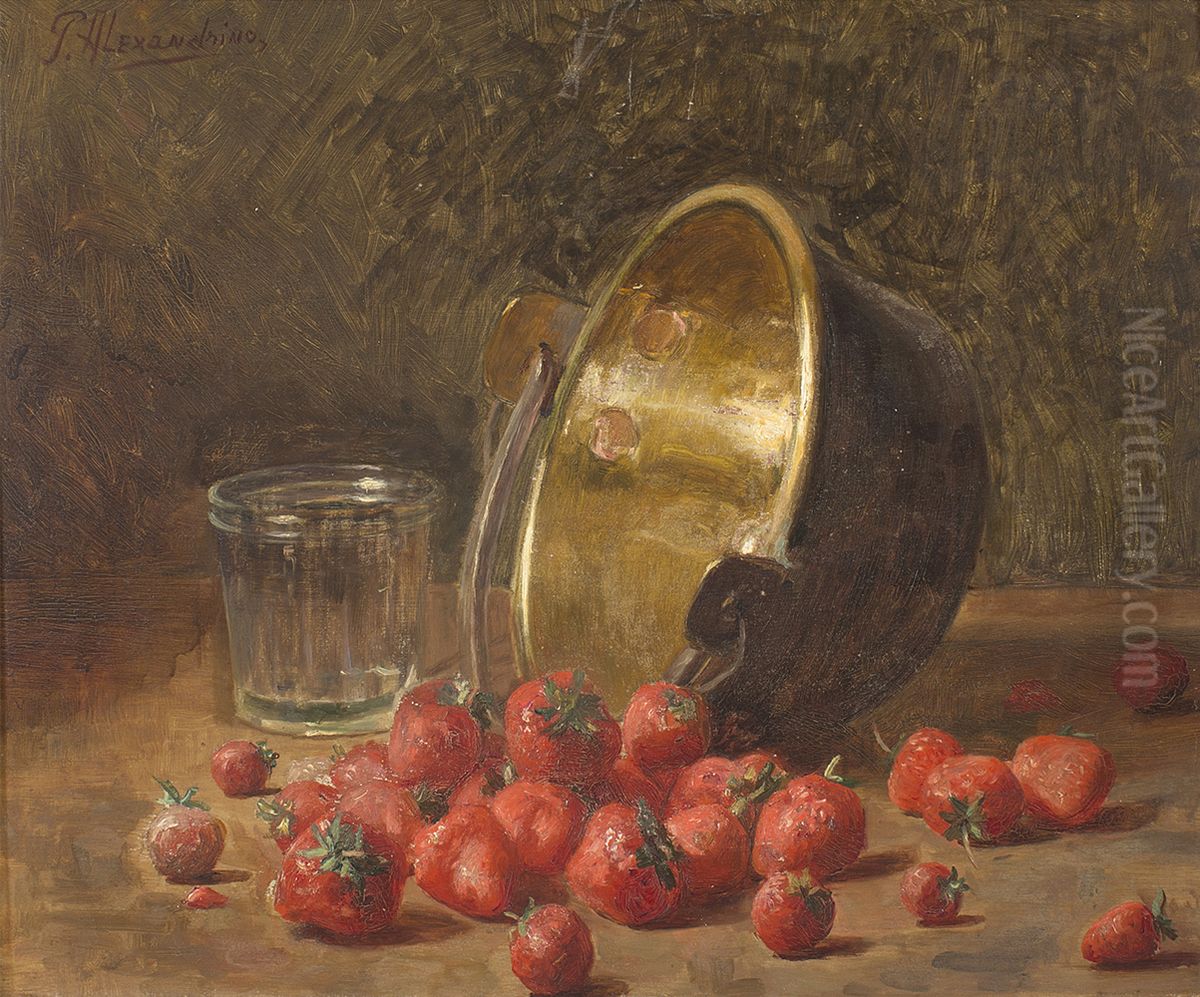 Still life with strawberries Oil Painting by Pedro Alexandrino Borges