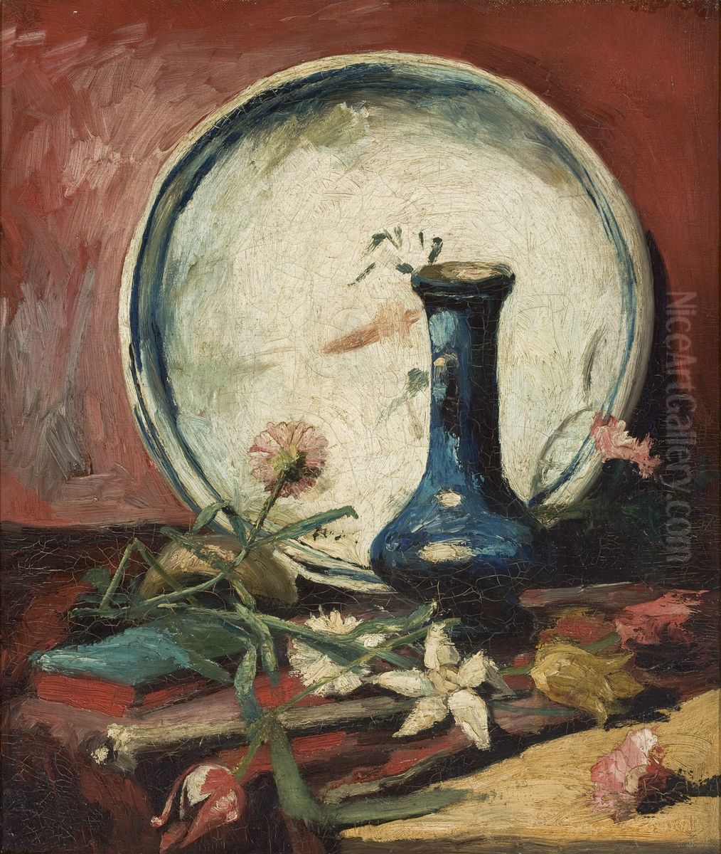 Nature Morte au Plat et aux Fleurs Oil Painting by Vincent Van Gogh