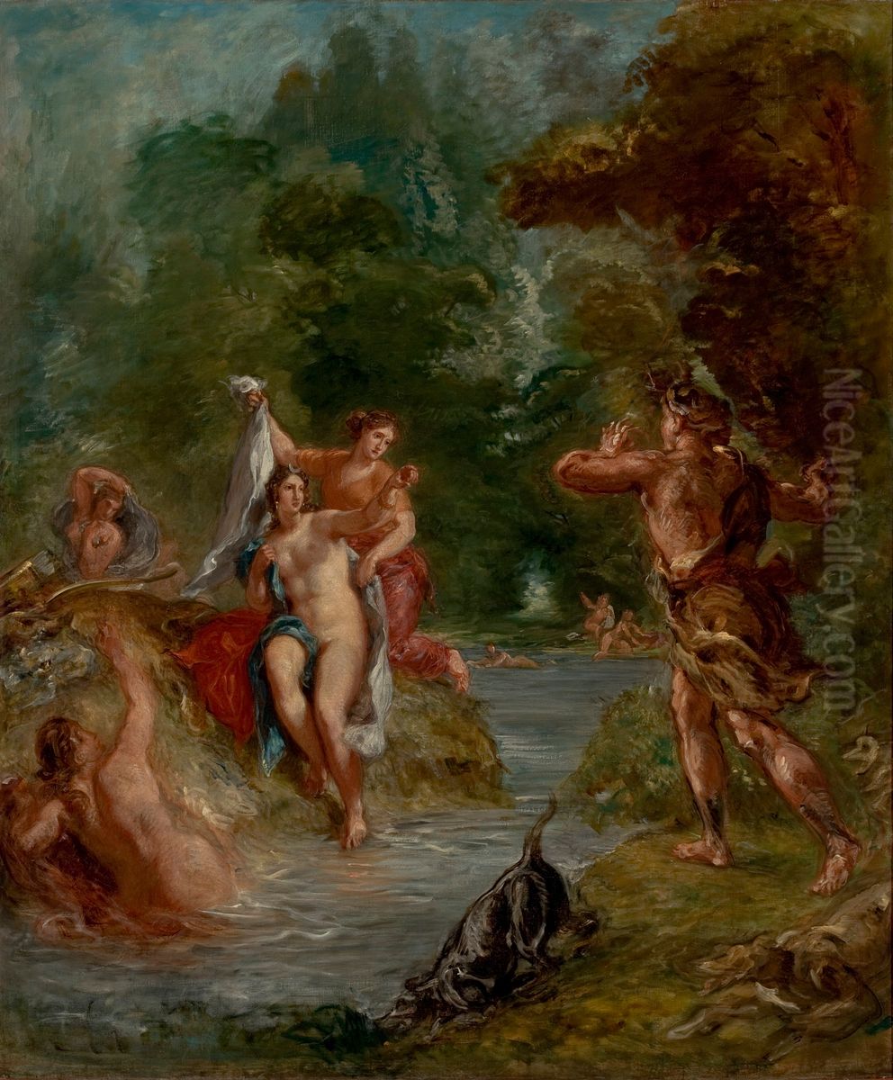 The Summer - Diana surprised by Actaeon Oil Painting by Eugene Delacroix