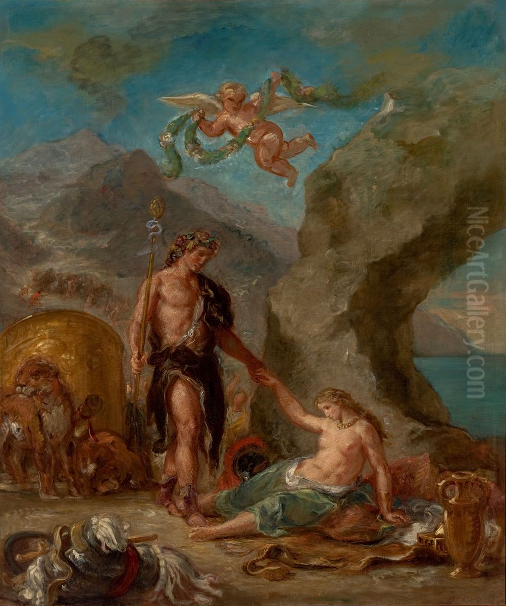 The Autumn - Baccus and Ariadne Oil Painting by Eugene Delacroix