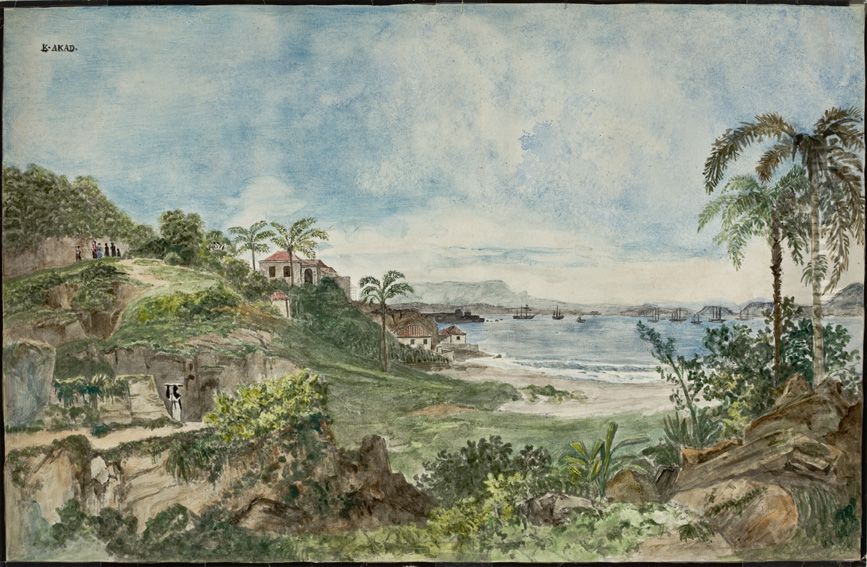 Landscape of Guanabara bay Oil Painting by Thomas Ender