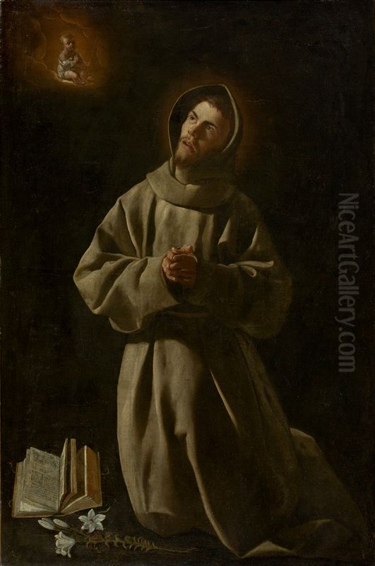 Apparition of the Child Jesus to Saint Anthony of Padua ? Oil Painting by Francisco De Zurbaran