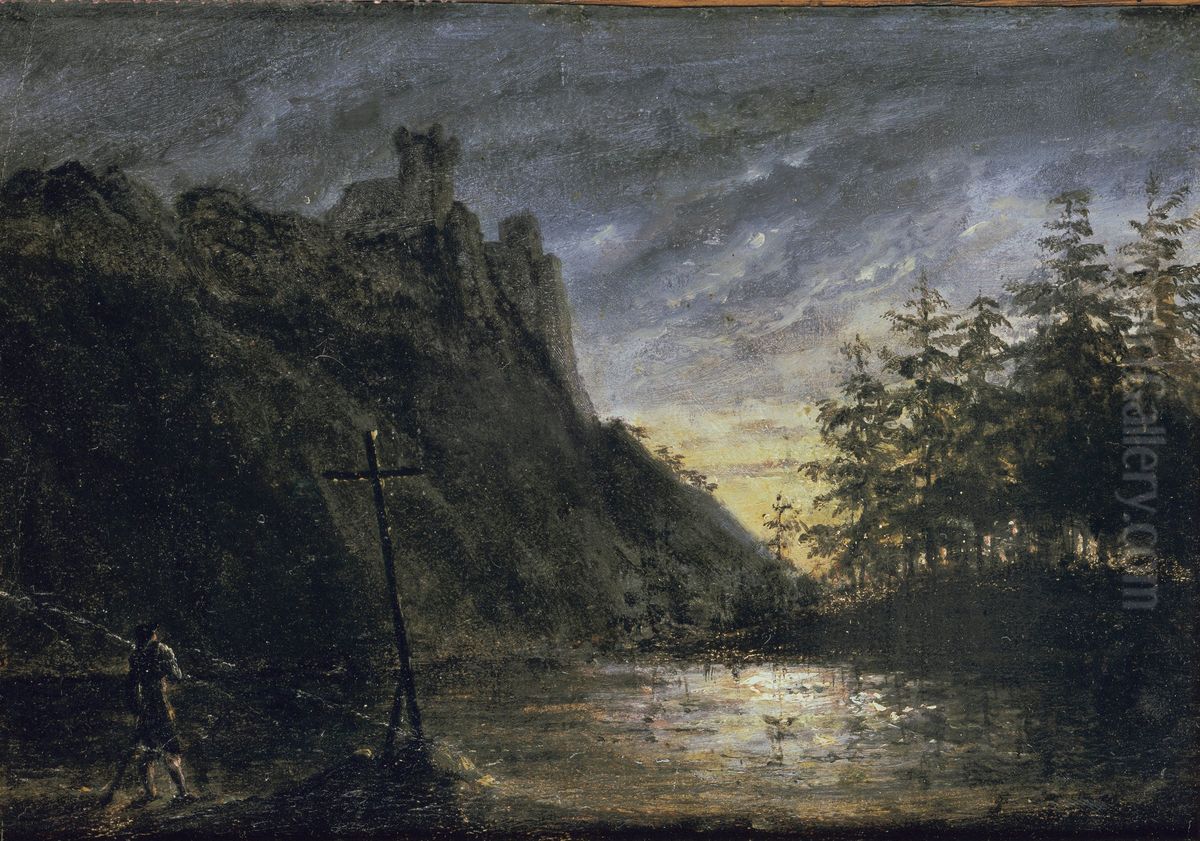 Ritterburg am Tannenweiher Oil Painting by Carl Blechen