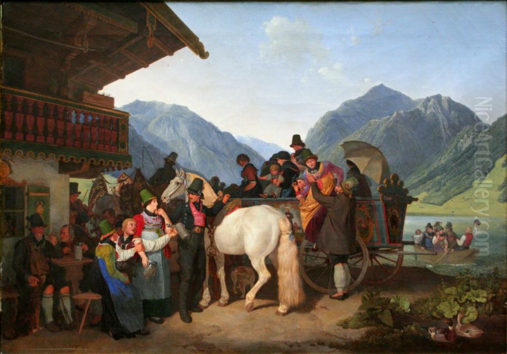 Saint Leonard's Festival in Fischhausen, Schliersee Oil Painting by Peter von Hess