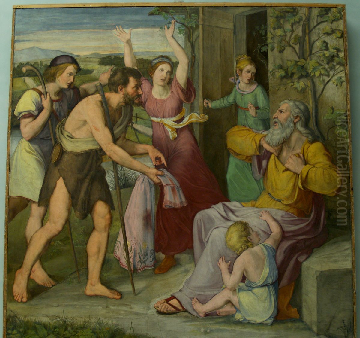 Jakobs Klage. Wandgemalde aus dem achtteiligen Zyklus aus der Casa Bartholdy in Rom Oil Painting by Friedrich Wilhelm Schadow