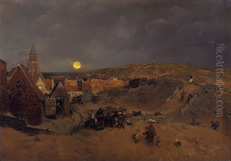 Scheveningen Oil Painting by Andreas Achenbach