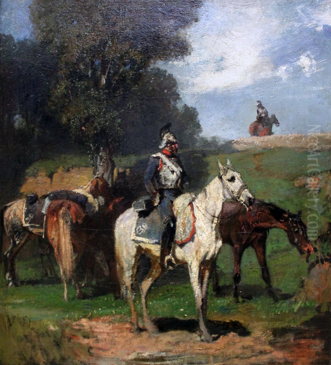 Rastende Kurassiere Oil Painting by Hans von Marees