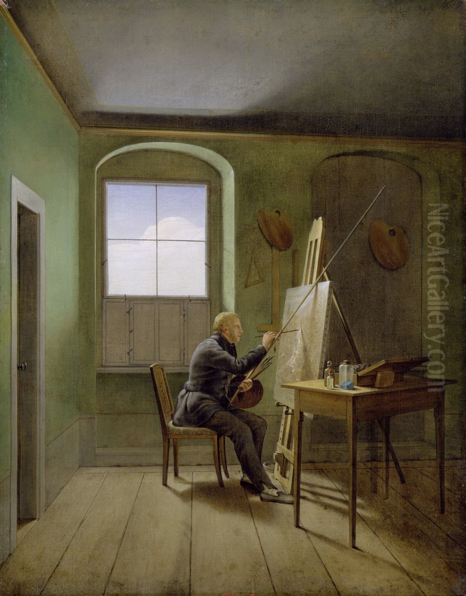 Caspar David Friedrich in his Studio Oil Painting by Georg Friedrich Kersting