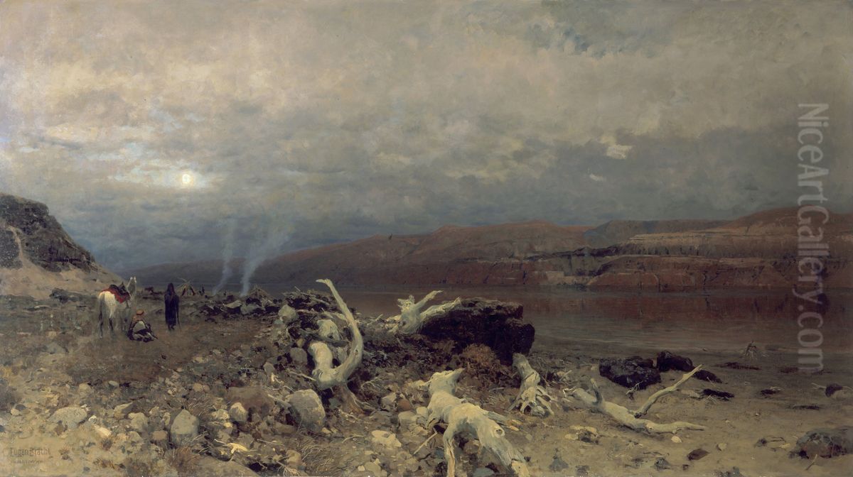Abenddammerung am Toten Meer Oil Painting by Eugen Bracht
