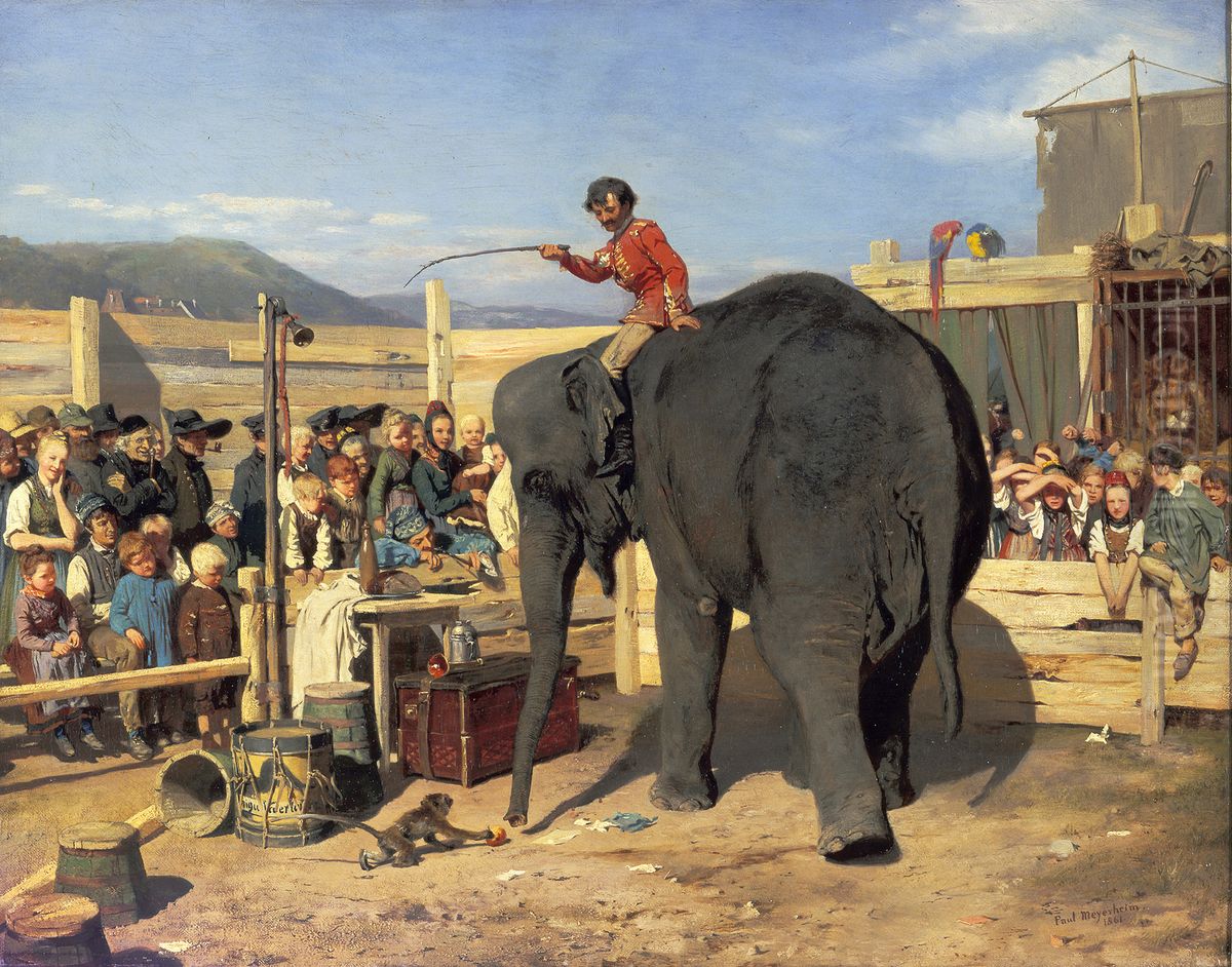 Circus show Oil Painting by Paul Friedrich Meyerheim