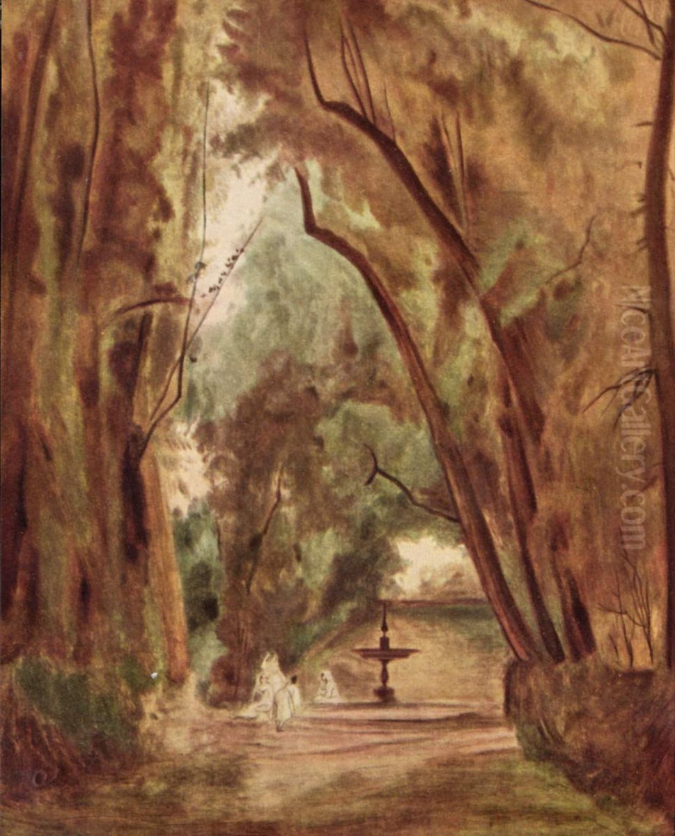 Im Park der Villa Borghese (unvollendet) Oil Painting by Carl Blechen