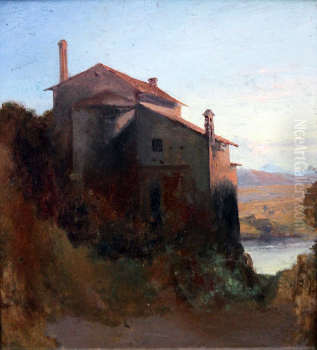 Italienisches Klostergebaude am Wasser Oil Painting by Carl Blechen
