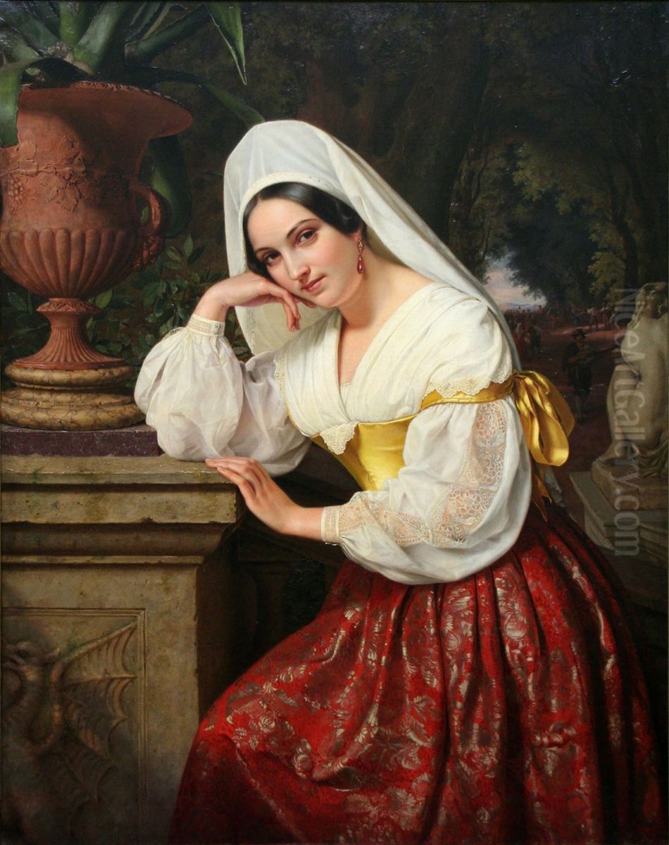 Madchen von Frascati Oil Painting by Adolf Henning