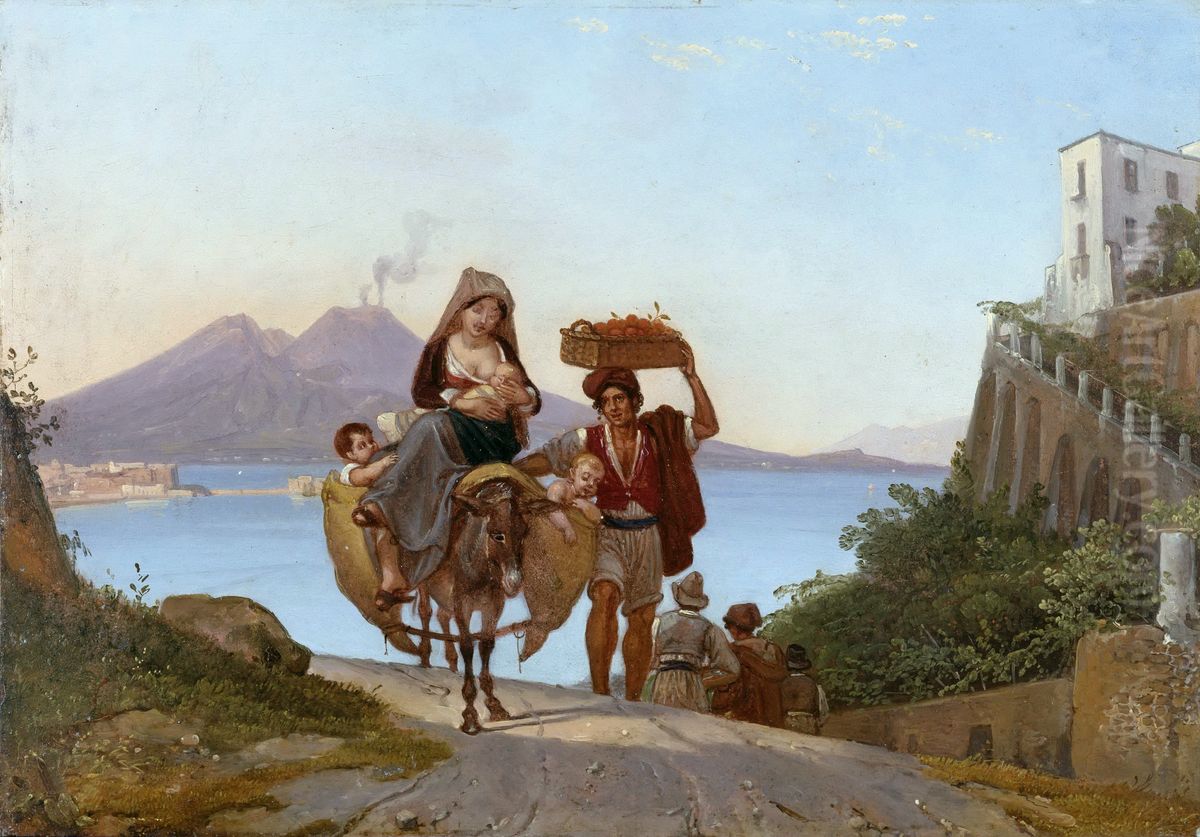 Golf von Neapel mit Fruchthandler Oil Painting by Franz Ludwig Catel