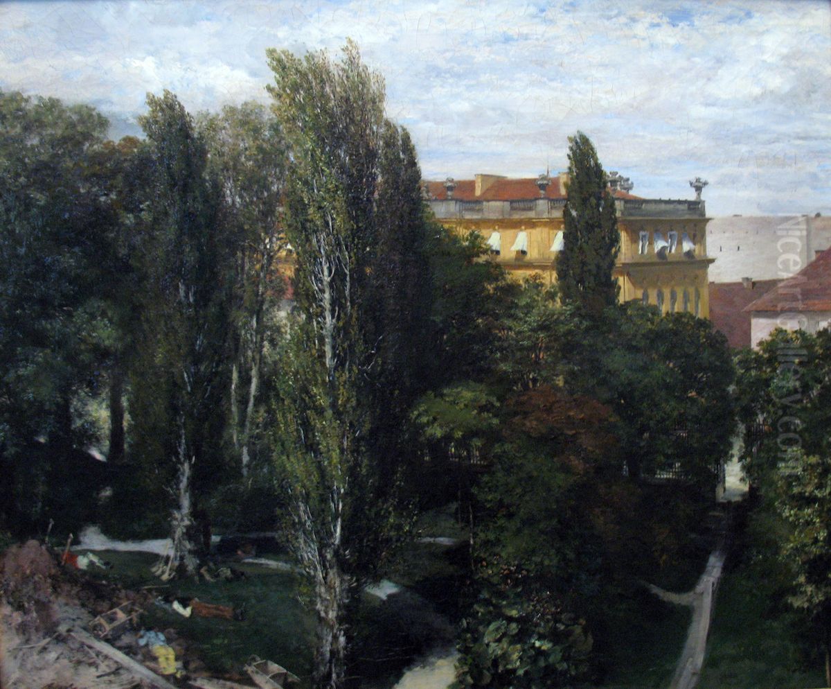 The Palace Garden of Prince Albert Oil Painting by Adolph von Menzel