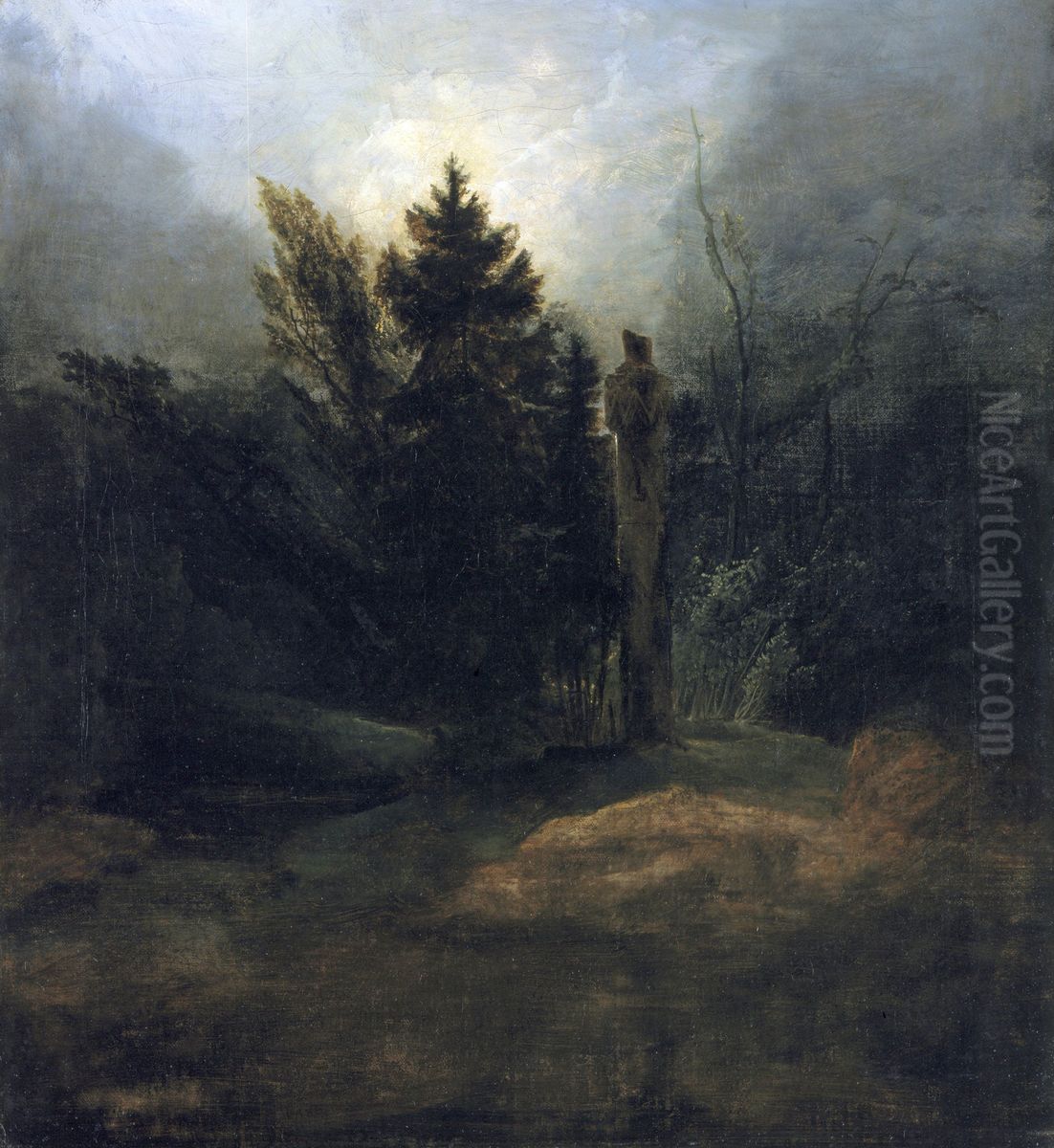 Memorial in the forest Oil Painting by Carl Blechen
