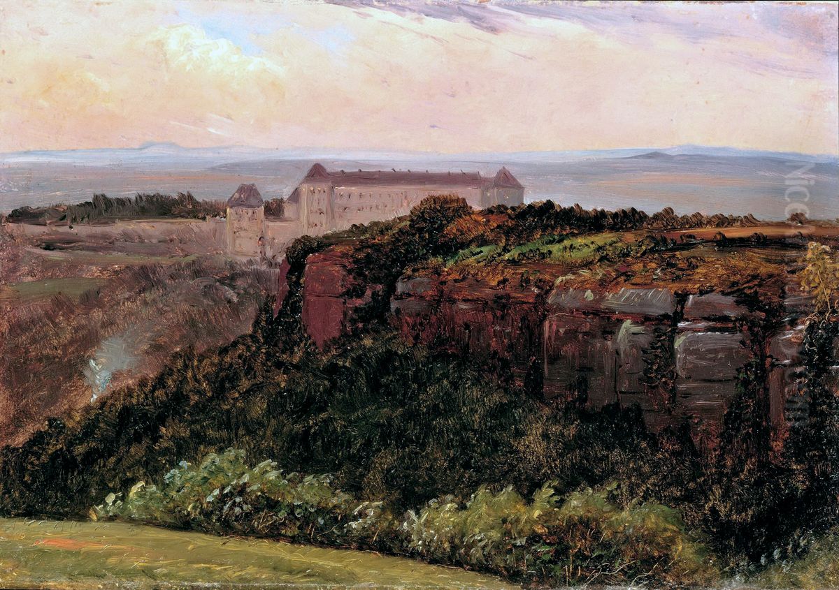Saxon countryside. ,Sonnenstein' near Pirna / Saxon Castle Oil Painting by Carl Gustav Carus