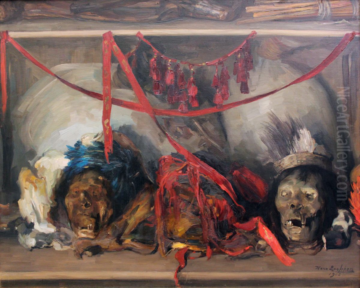 Ancient Peruvian Tomb Artefacts Oil Painting by Hans Looschen