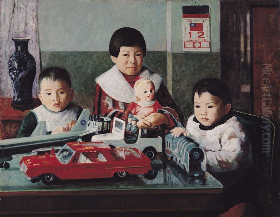 zhong wen (tai wan): ai sun Oil Painting by Li Mei-shu