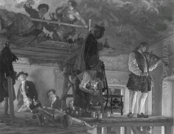 Friedrich der Grosse besucht den Maler Pesne Oil Painting by Adolph von Menzel