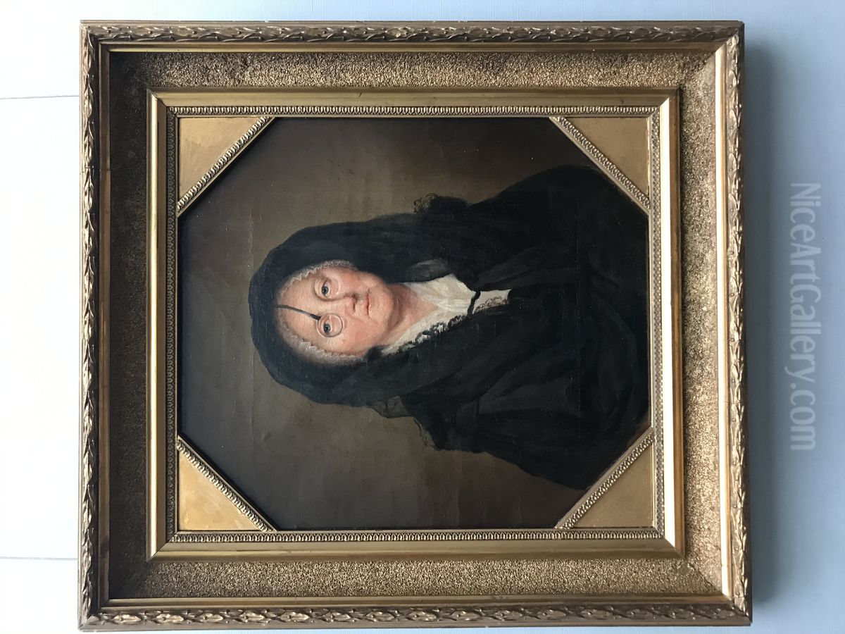 Self-portrait with a monocle Oil Painting by Anna Dorothea Therbusch