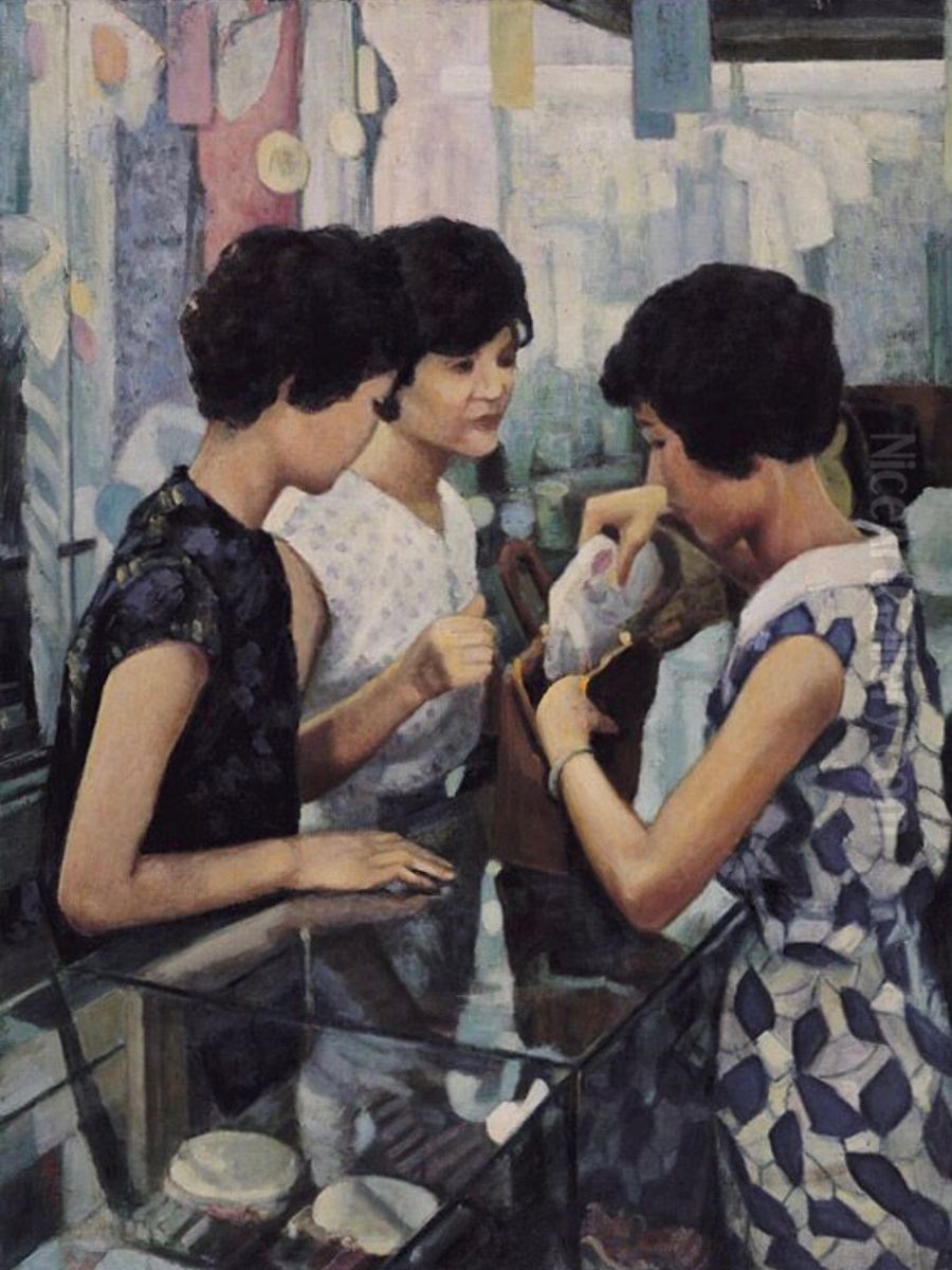 New Clothes Oil Painting by Li Mei-shu