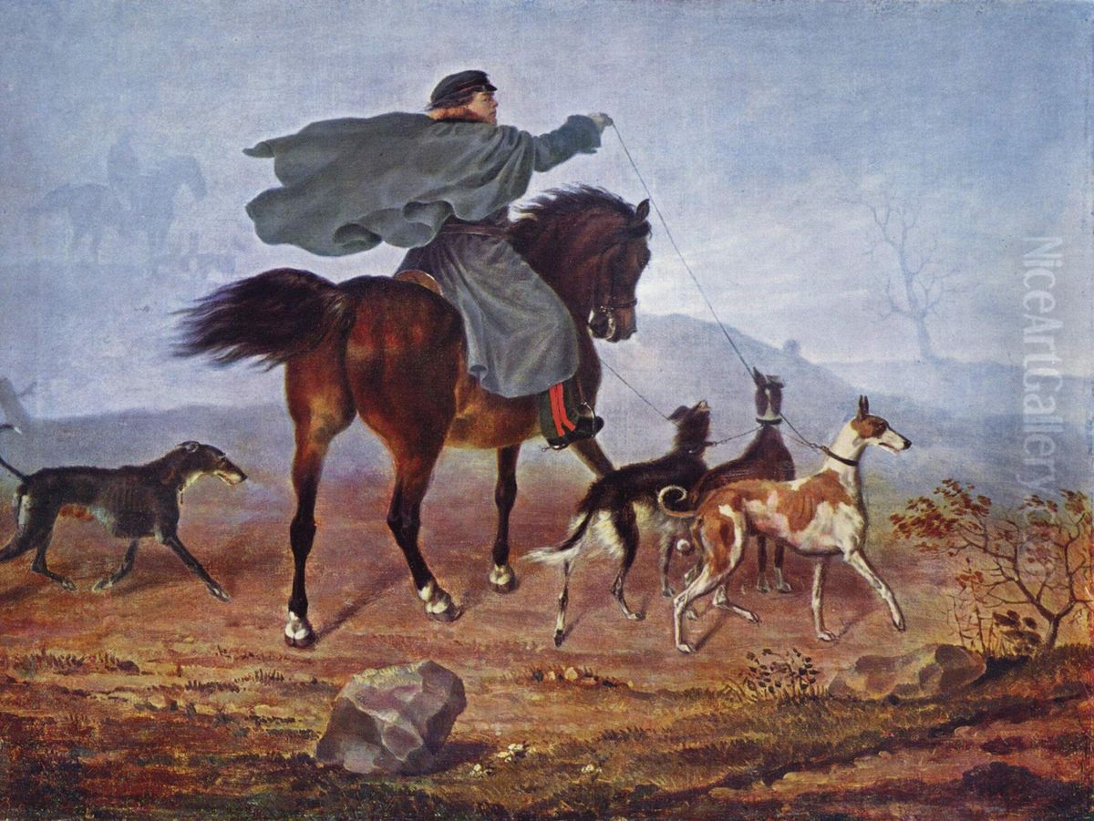 Riding to the Hunt Oil Painting by Franz Kruger