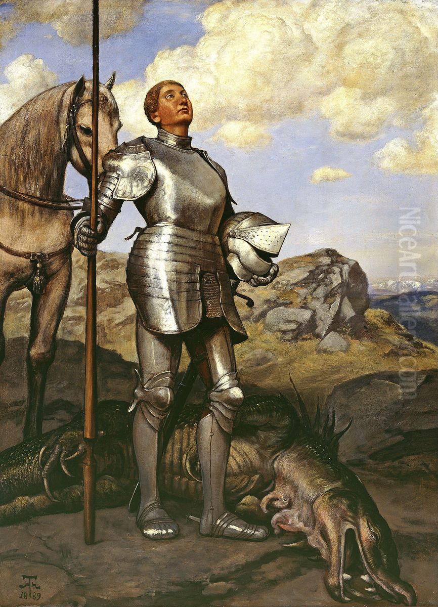 Ritter Sankt Georg Oil Painting by Hans Thoma