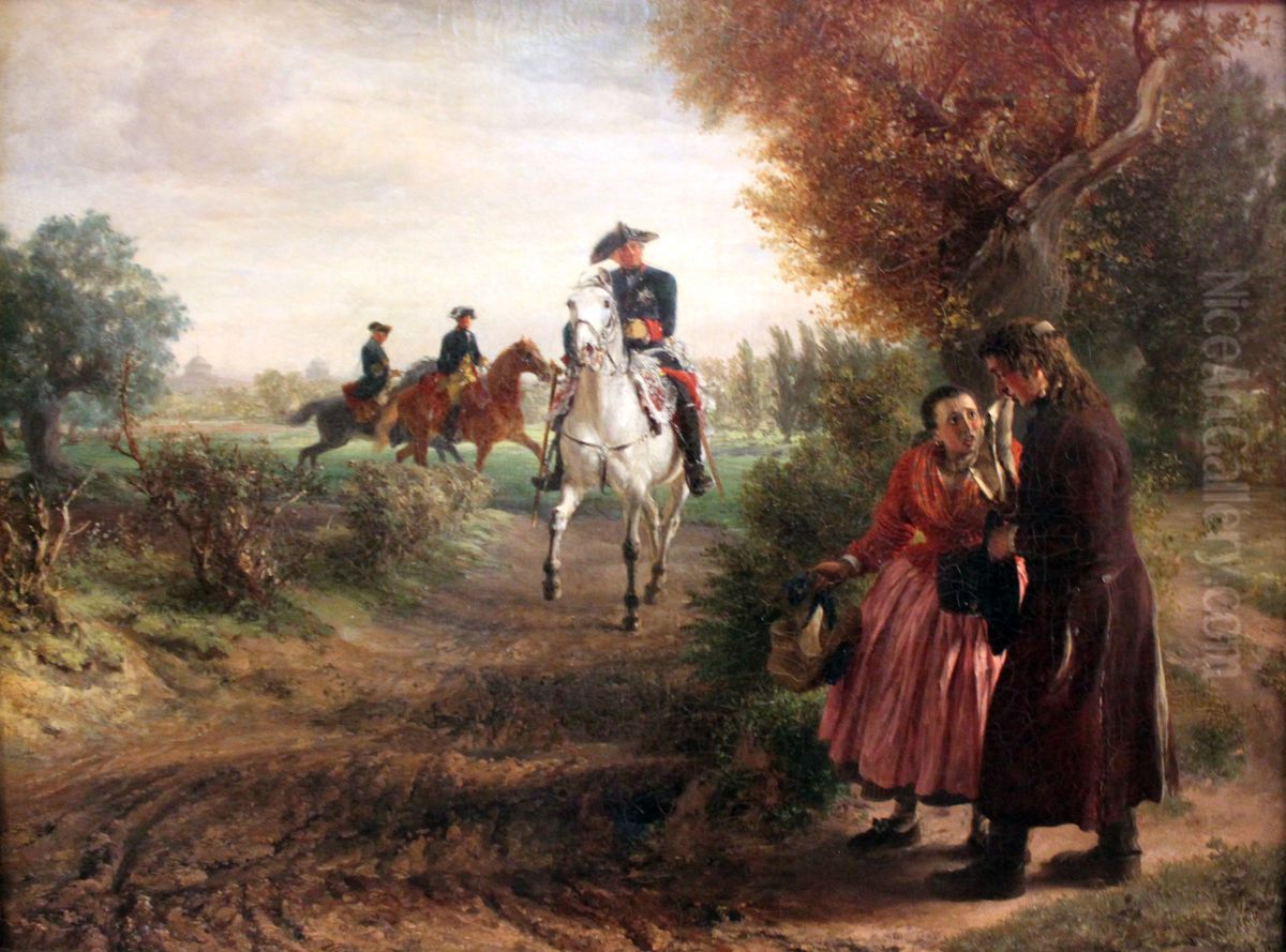 Die Bittschrift Oil Painting by Adolph von Menzel