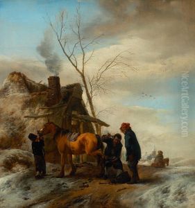 Winterlandschap met hoefsmid