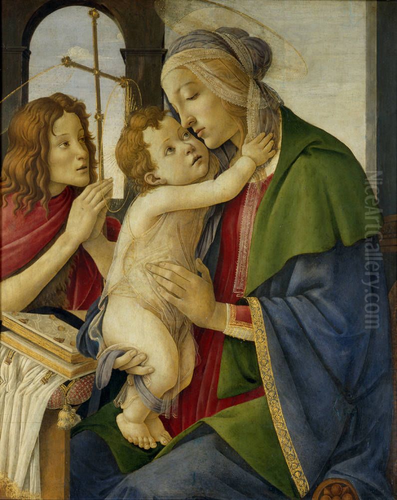 The Virgin and Child with the Young Saint John the Baptist Oil Painting by Sandro Botticelli