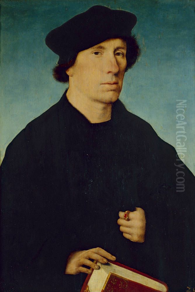 Bildnis eines bartlosen Mannes Oil Painting by Joos Van Cleve