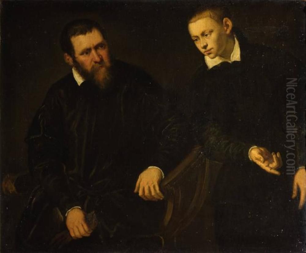 Selbstbildnis mit Jacopo Strada (1507-1588) Oil Painting by Marietta Robusti