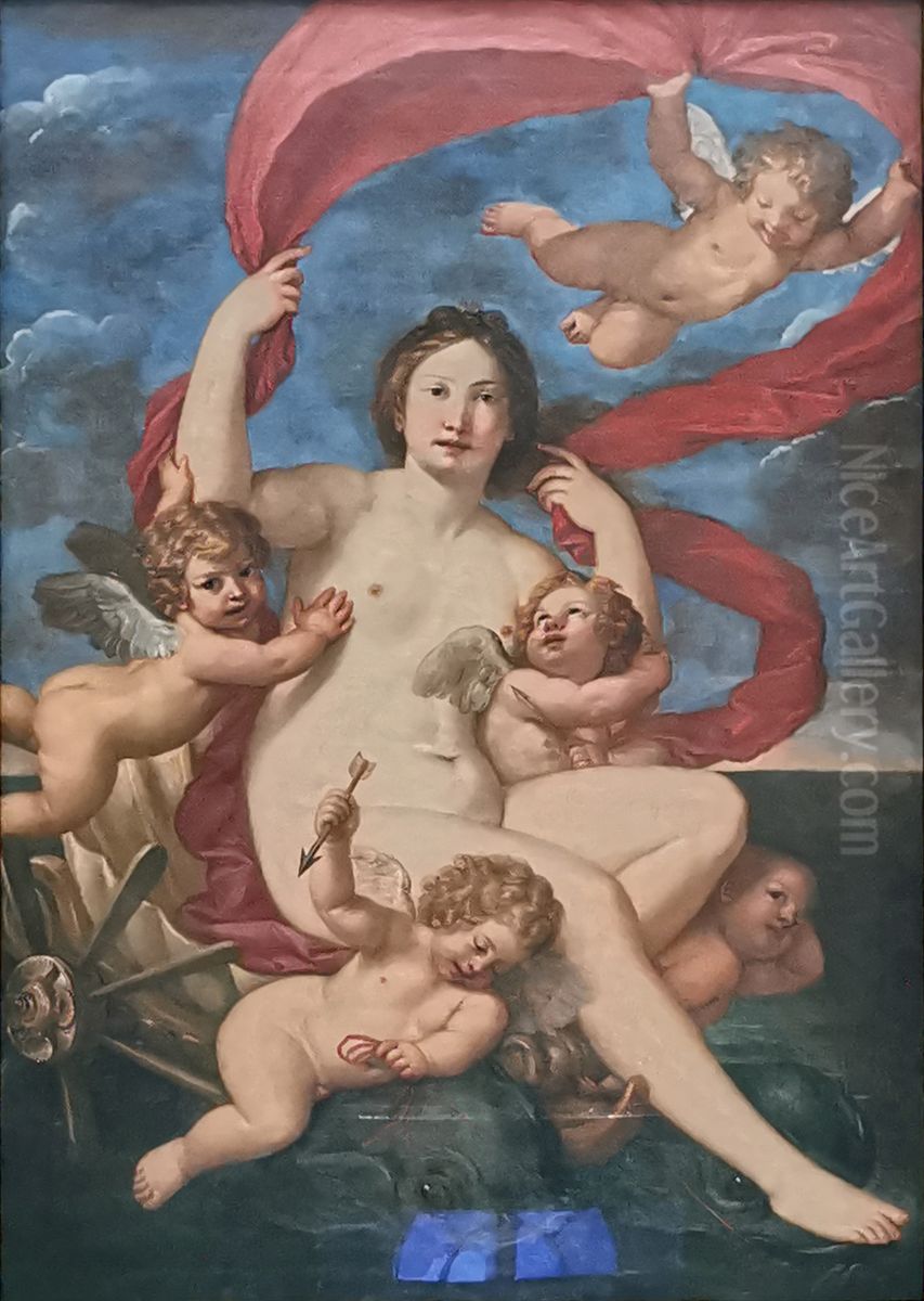 Galatea im Muschelwagen Oil Painting by Francesco Albani