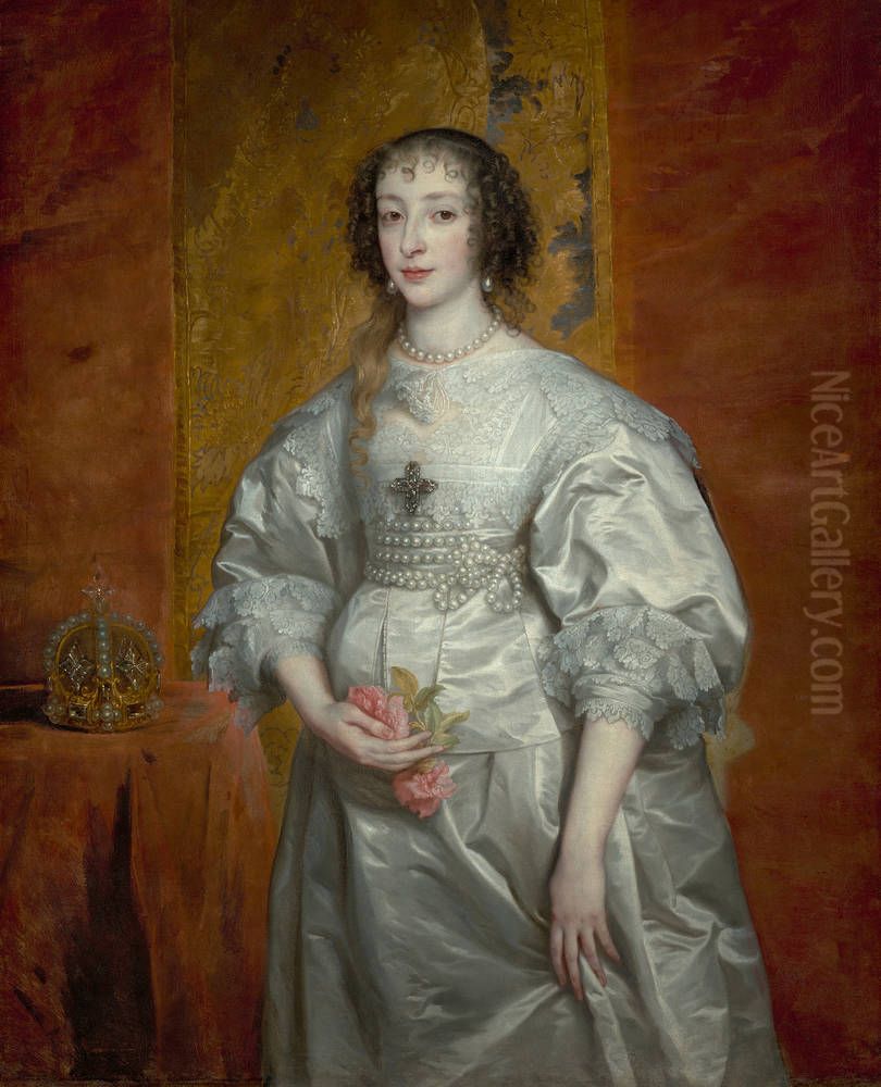 Henrietta Maria von Frankreich (1609-1669), Gemahlin Karls I. von England Oil Painting by Sir Anthony Van Dyck