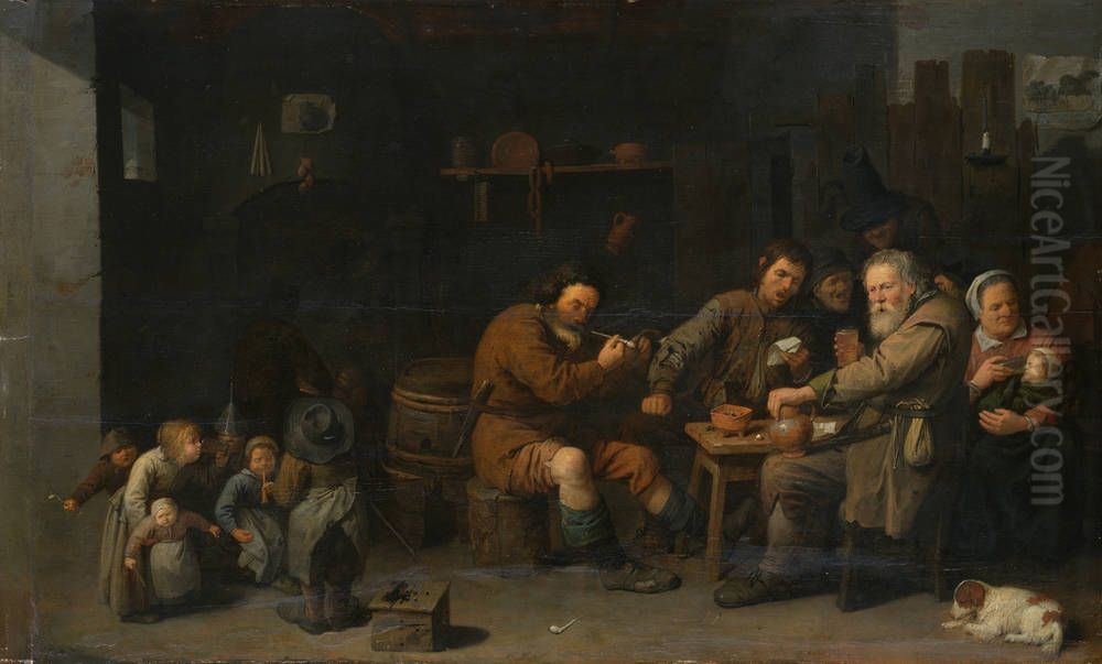 Peasant family Oil Painting by David Ryckaert III