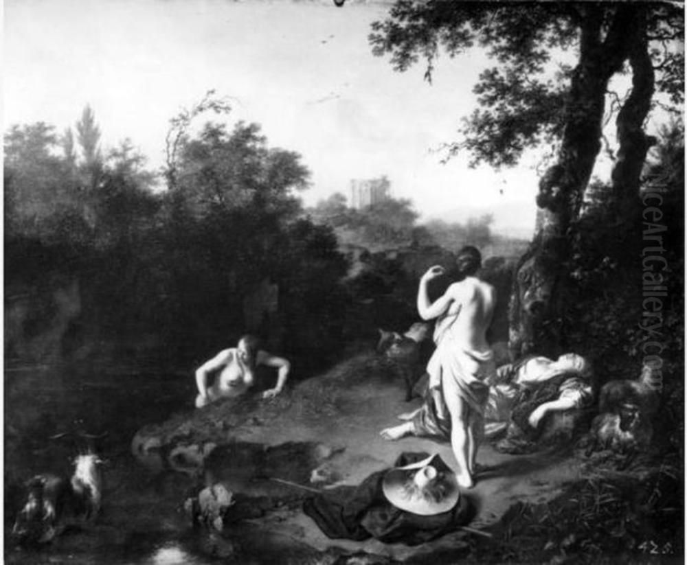 Frauen am Wasser Oil Painting by Ary de Vois