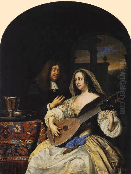 Portrait of Francois de le Boe (Sylvius) and his Wife Oil Painting by Frans van Mieris