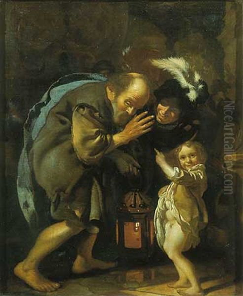 Diogenes searches for an honest person with his lantarn Oil Painting by Adriaen Van Der Werff