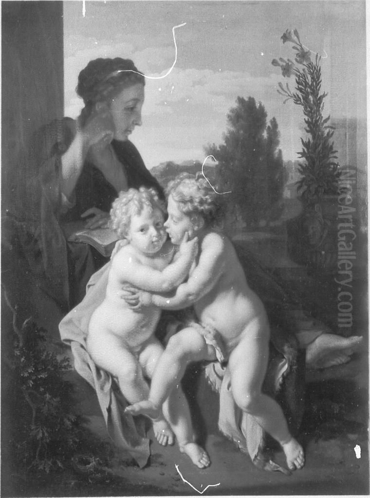 Mary with the Christ-child and John the Baptist Oil Painting by Adriaen Van Der Werff