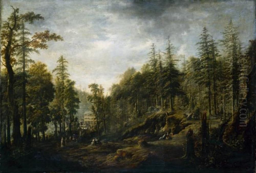 View of the Spa 'Augustusbad' at Radeberg Oil Painting by Johann Alexander Thiele