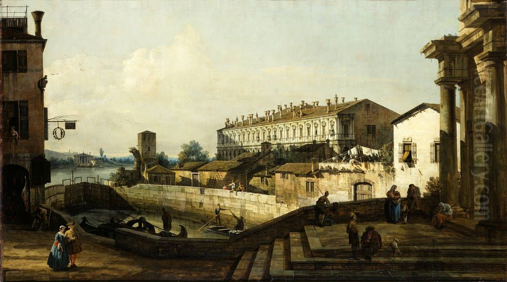 Capriccio con la serratura Dolo Oil Painting by Bernardo Bellotto
