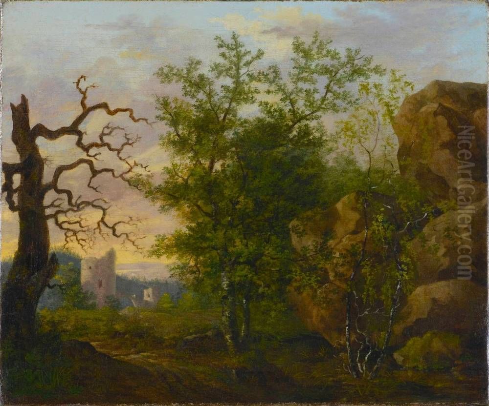 Landschaft mit kahlem Baum Oil Painting by Caspar David Friedrich