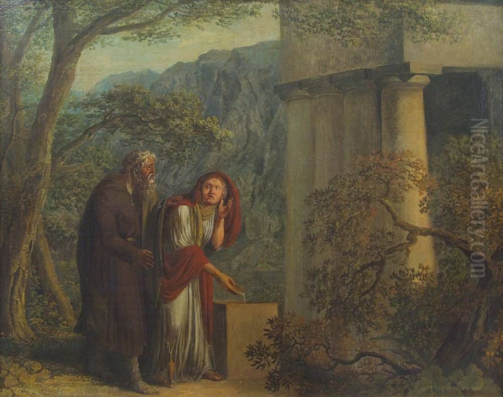 Philemon and Baucis in front of the temple Oil Painting by Janus Genelli