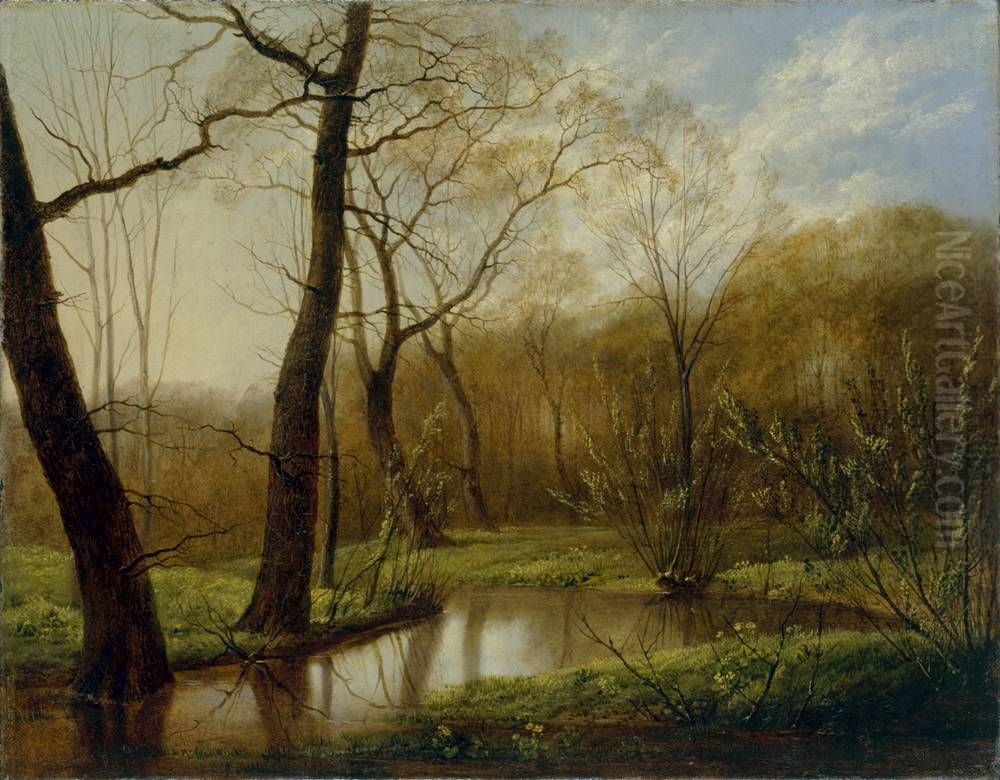 Spring landscape in Rosenthal near Leipzig Oil Painting by Carl Gustav Carus