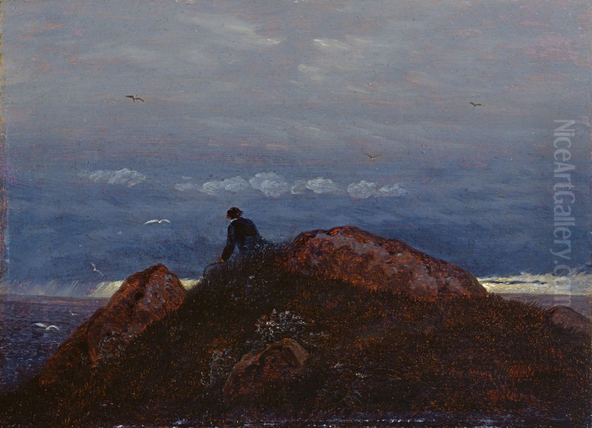 Dolmen with resting hiker Oil Painting by Carl Gustav Carus