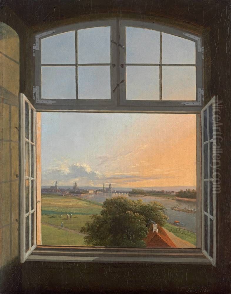 Blick auf Dresden Oil Painting by Traugott Faber