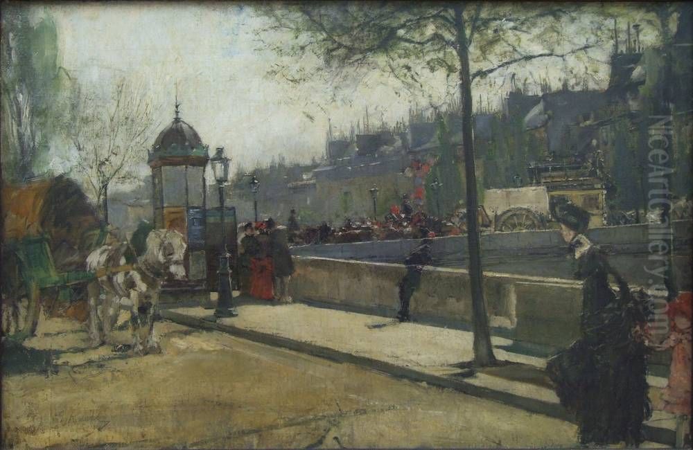 Pariser Kai Oil Painting by Gotthardt Kuehl