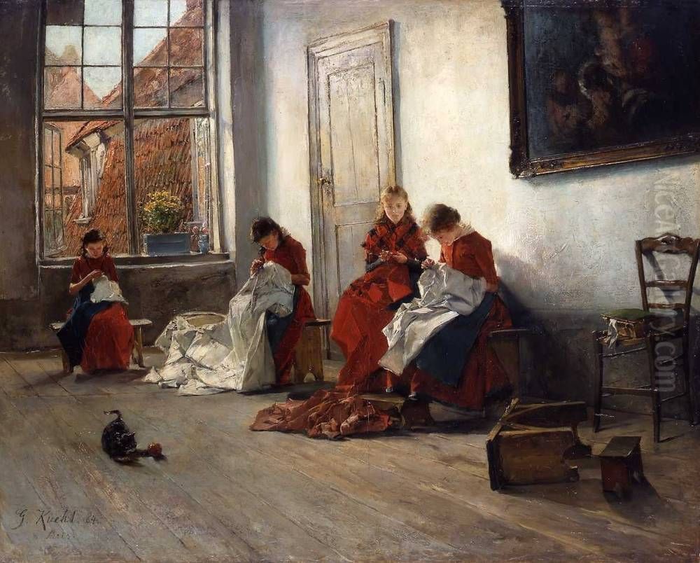 Orphans inLubeck Oil Painting by Gotthardt Kuehl