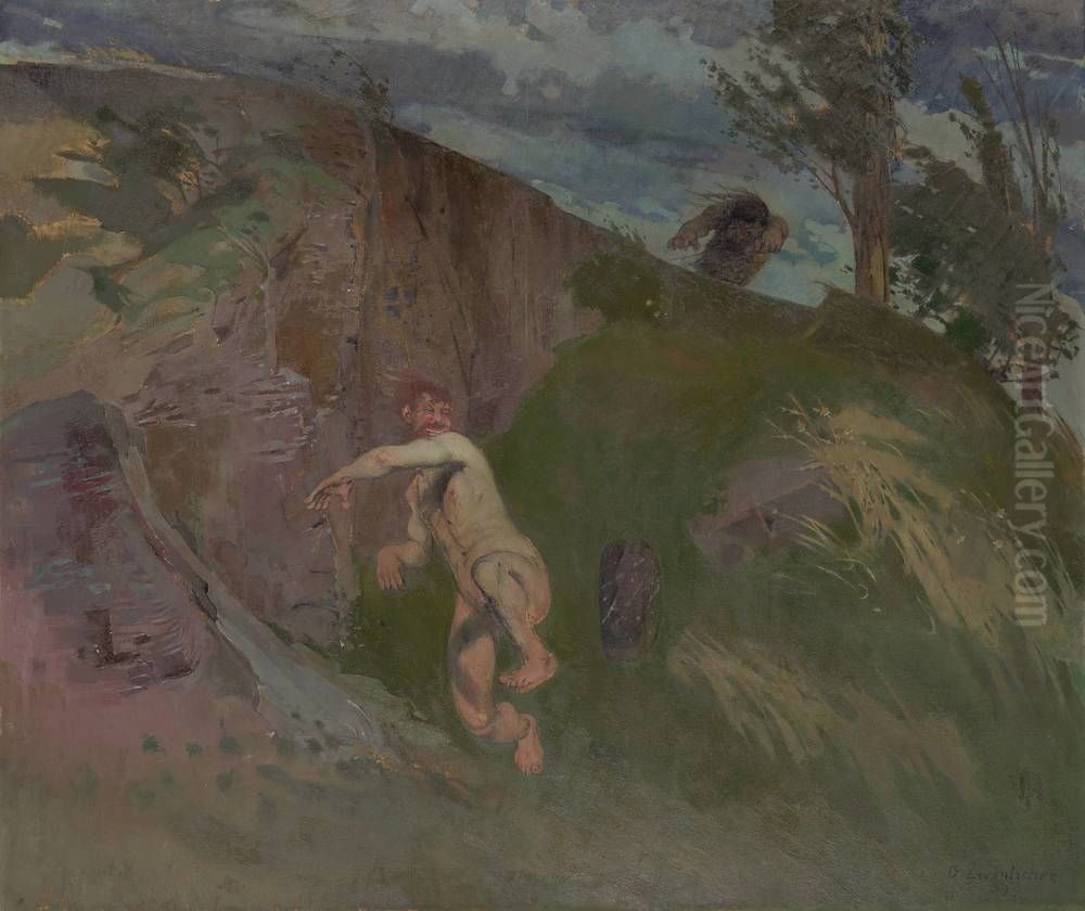Sturm Oil Painting by Oskar Zwintscher
